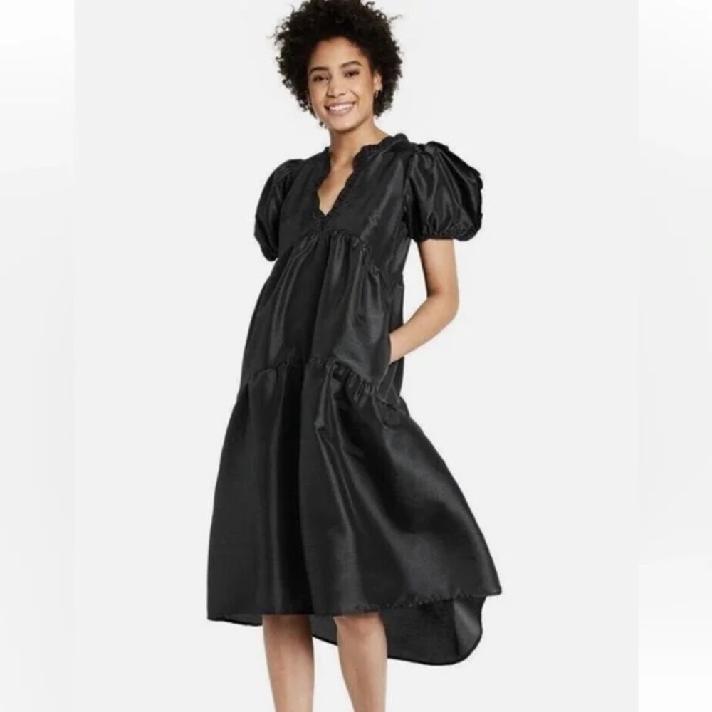 Kika Vargas x Target Black High Low Dress with Puff Sleeves and Pockets Size 1X